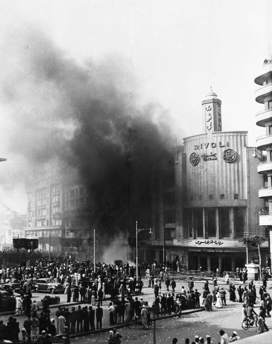 Arson at the Rivoli Cinema in Cairo, 1952. 