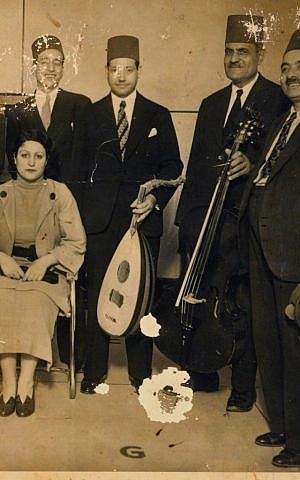 Souad Zaki with musicians in Egypt. (Courtesy of Moshe Zaki)
